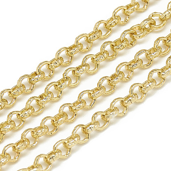 Aluminum Rolo Chains, Belcher Chains, Textured, Unwelded, Pale Goldenrod, 3.6x1.4mm