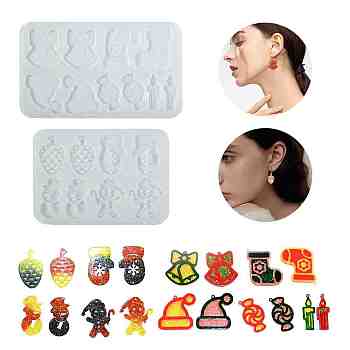 Christmas DIY Candle Making, Resin Casting Molds, For UV Resin, Epoxy Resin Craft Making, White, Mixed Shapes, 110x153x6mm