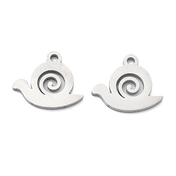 304 Stainless Steel Charms, Laser Cut, Snail Charm, Stainless Steel Color, 9.5x11x1mm, Hole: 1.2mm