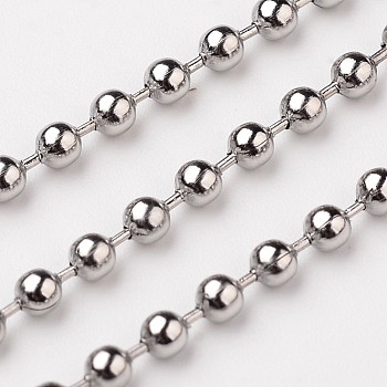 3.28 Feet 304 Stainless Steel Ball Chains, Decorative Chains, Stainless Steel Color, 2.5mm