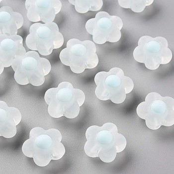 Transparent Acrylic Beads, Frosted, Bead in Bead, Flower, Light Blue, 16.5x17x9.5mm, Hole: 2.5mm, about 390pcs/500g