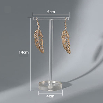T Shaped Acrylic Earring Display Stand, Jewelry Displays Rack, Jewelry Tree Stand, with Holes and Flat Round Pedestal, Clear, 4x5x14cm