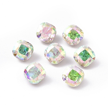 K5 Glass Rhinestone Cabochons, Pointed Back & Back Plated, Faceted, Square, Colorful, 8x8x5.5mm