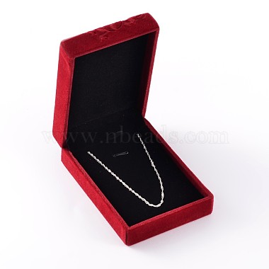 Red Rectangle Velvet Necklace Box