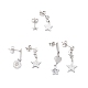 3 Pair 3 Style Rhinestones Star & Heart Asymmetrical Earrings(EJEW-B020-21P)-1