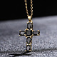 Cross Brass Pendant Necklaces with Rhinestone(WG91502-02)-1