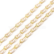 Brass Enamel Curb Chains, Soldered, with Spools, Real 18K Gold Plated, White, 7x3x1.7mm(CHC-C003-13G-02)