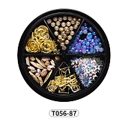 Nail Art Decoration Accessories Kits, include ABS Plastic Imitation Pearl & Alloy & Plastic Cabochons, Manicure Sequins, Resin Rhinestone, Mixed Color, 3~11x3~7.5x0.1~3mm, 6grid/box(MRMJ-T056-87)