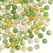 HOBBIESAY 2 Strands Dyed Natural Persian Jade Beads Strands, Two-Tone, Round, Olive Drab, 6.5mm, Hole: 1.2mm, about 64pcs/strand, 15.75 inch(40cm)(G-HY0001-65B)