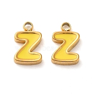 304 Stainless Steel Enamel Charms, Real 14K Gold Plated, Letter, Letter Z, 8x5x1.3mm, Hole: 1.2mm(STAS-L022-292G-Z)