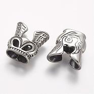 304 Stainless Steel Slide Charms, Antique Silver, 19.5x18x8mm, Hole: 5.5x10.5mm(STAS-A032-138AS)