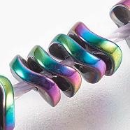 Electroplated Non-magnetic Synthetic Hematite Bead Strand, Wavy Disc, Multi-color Plated, 4x1.5mm, Hole: 0.8mm, about 394pcs/strand, 15.7 inch(40cm)(G-E498-01G)