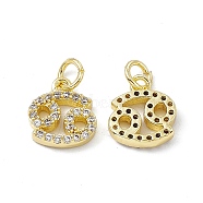 Real 18K Gold Plated Brass Micro Pave Clear Cubic Zirconia Charms, with Jump Ring, Constellation Charm, Cancer, 11x10x2.5mm, Hole: 3.4mm(KK-E068-VB411-4)