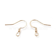 Brass Earring Hooks, with Horizontal Loop, Ear Wire, Long-Lasting Plated, Real 14K Gold Plated, 16.7mm, Hole: 2.2mm, 22 Gauge, Pin: 0.6mm(KK-H102-01G)
