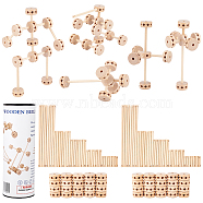 Schima Wood Building Toy Sets, Wood Stem Toys, Wooden Blocks Splicing, Blanched Almond, 30~188x6~15mm, 60pcs/set(DIY-WH0030-37)