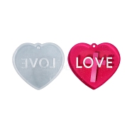 Silicone Heart with Hollow Word LOVE Pendant Molds, Valentine's Day Theme  Resin Casting Molds, for UV Resin & Epoxy Resin Jewelry Making, White, 61x68x6mm, Hole: 2.5mm, Inner Diameter: 55x62x6mm(DIY-C061-05A)