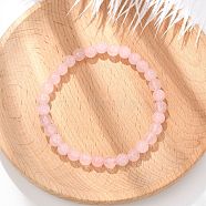 Natural Rose Quartz Beaded Stretch Bracelets, Round, Beads: 6~6.5mm, Inner Diameter: 2-1/4 inch(5.55cm)(BJEW-D446-B-11)