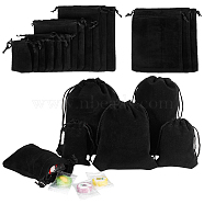 40Pcs 5 Styles Rectangle Velvet Pouches, Candy Gift Bags Christmas Party Wedding Favors Bags, Black, 40pcs/bag(TP-NB0001-35A)
