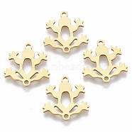 201 Stainless Steel Links connectors, Laser Cut, Frog, Golden, 15.5x15x1mm, Hole: 1.4mm(STAS-R104-035G)