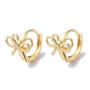 Bowknot Brass Hoop Earrings for Women, Real 18K Gold Plated, 10.5x10mm(EJEW-U008-13G)