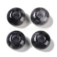 Two Tone Resin European Beads, Large Hole Beads, Rondelle, Black, 13.5x8mm, Hole: 5mm(RESI-F055-09A)