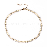 Brass Enamel Cobs Chain Necklaces, with 304 Stainless Steel Lobster Claw Clasps, White, Real 18K Gold Plated, 14 inch(35.4cm)(NJEW-JN03206)