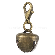 Iron Bell Pendant Decorations, Zinc Alloy Lobster Claw Clasps Charms for Bag Hanging Ornaments, Antique Bronze, 25mm(HJEW-JM02172-01)