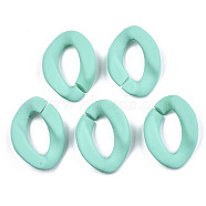 Opaque Spray Painted Acrylic Linking Rings, Quick Link Connectors, for Curb Chains Making, Twist, Turquoise, 23x17x4.5mm, Inner Diameter: 13.5x7mm(X-OACR-S036-001A-I16)