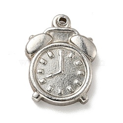 201 Stainless Steel Machine Polishing Pendants, Clock, Stainless Steel Color, 16.5x12.5x3mm, Hole: 1.2mm(STAS-G261-32P)
