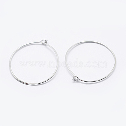 925 Sterling Silver Earring Hoop, Silver, 20x21.5x0.6mm, Pin: 0.6mm(STER-K167-066S)