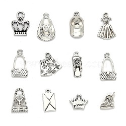 Tibetan Style Alloy Pendants, Lead Free & Cadmium Free, Mixed Shapes, Antique Silver, 10.5~53x7~38x2~5mm, hole: 1~2.5mm(TIBEP-MSMC021-46AS-RS)