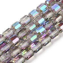 Electroplate Glass Beads Strands, Faceted Barrel, Medium Orchid, 9x7.5mm, Hole: 1.3mm, about 60pcs/strand, 21.46''(54.5cm)(GLAA-G112-07G)