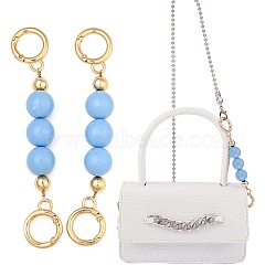 Bag Extension Chain, with ABS Plastic Beads and Light Gold Alloy Spring Gate Rings, for Bag Replacement Accessories, Light Sky Blue, 14x1.75cm(FIND-SZ0002-43A-05)