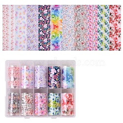 Nail Art Transfer Stickers, Nail Decals, DIY Nail Tips Decoration for Women, Flower Pattern, Mixed Color, 40mm, anout 1m/roll, 10rolls/box(MRMJ-T063-254)