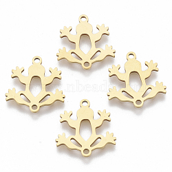 201 Stainless Steel Links connectors, Laser Cut, Frog, Golden, 15.5x15x1mm, Hole: 1.4mm(STAS-R104-035G)