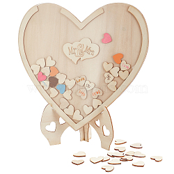 Heart Shape Wooden Guest Book Ornaments, for Wedding Display Decorations, Bisque, 90x335x350mm(DJEW-WH0034-80)