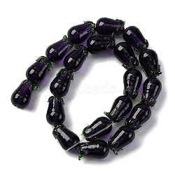 Fruit Series Handmade Lampwork Beads, Eggplant, 19.5~20.5x12.5~13mm, Hole: 1.8mm(LAMP-R003-04B)