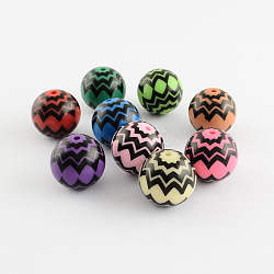 Round Acrylic Beads, Mixed Color, 20mm, Hole: 2.5mm(SACR-S197-20mm)