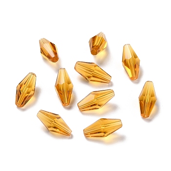 Transparent Glass Beads, Faceted, Bicone, Goldenrod, 16x8mm, Hole: 1mm