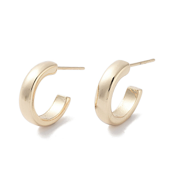 Half Ring Alloy Studs Earrings for Women, with 304 Stainless Steel Pins, Light Gold, 14.5x3.5mm