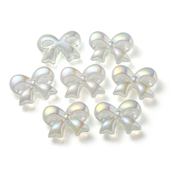 UV Plating Luminous Transparent Acrylic Beads, Glow in The Dark, Bowknot, Pale Green, 28.5x37.5x12mm, Hole: 3.5mm
