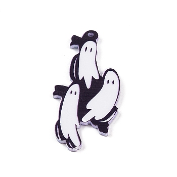 Opaque Acrylic Pendants, Ghost, Midnight Blue, 45x22x2mm, Hole: 1.4mm