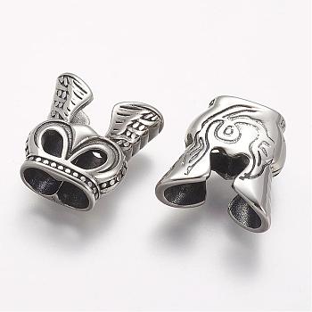 304 Stainless Steel Slide Charms, Antique Silver, 19.5x18x8mm, Hole: 5.5x10.5mm