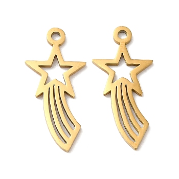 201 Stainless Steel Pendants, Star Charm, Golden, 21x10x1mm, Hole: 1.4mm