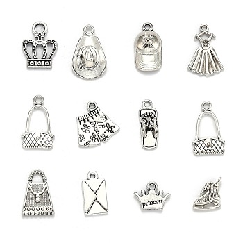 Tibetan Style Alloy Pendants, Lead Free & Cadmium Free, Mixed Shapes, Antique Silver, 10.5~53x7~38x2~5mm, hole: 1~2.5mm