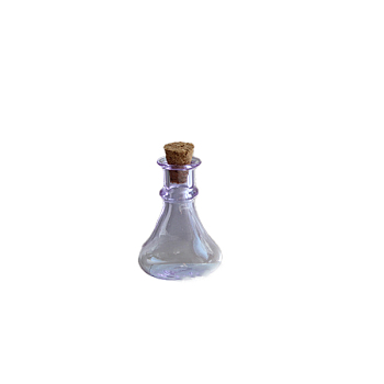 Miniature Glass Empty Wishing Bottles, with Cork Stopper, Micro Landscape Garden Dollhouse Accessories, Photography Props Decorations, Lavender, 22x27mm
