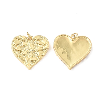 Brass Pendants, with Jump Ring, Heart Charm, Real 18K Gold Plated, 23.5x23x2.5mm, Hole: 3.4mm