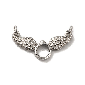304 Stainless Steel Connector Charms, Angel Wing Links, with Jump Rings, Stainless Steel Color, 12.5x25x2mm, Hole: 2.8mm