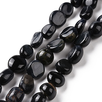 Natural Blue Tiger Eye Beads Strands, Dyed & Heated, Tumbled Stone, Nuggets, 6~10.5x6~7.5x4~5mm, Hole: 0.8mm, about 50~55pcs/strand, 15.94''(40.5cm)