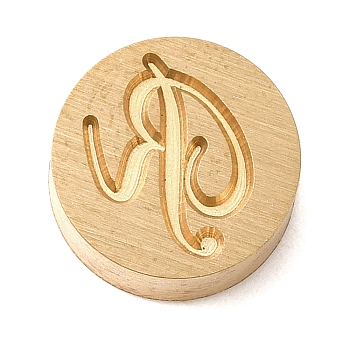 Golden Tone Brass Letter Stamps, with Black Wooden Handles, for DIY Wax Seal Stamps, Letter R, 79.5x12x12mm